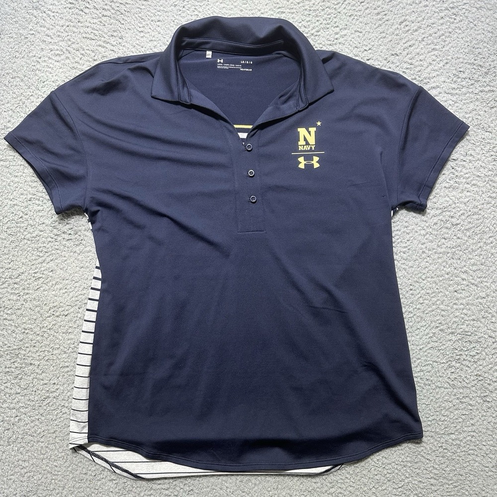 Under Armour Women's Navy Midshipmen Pinnacle Performance Polo Navy Blue Size L